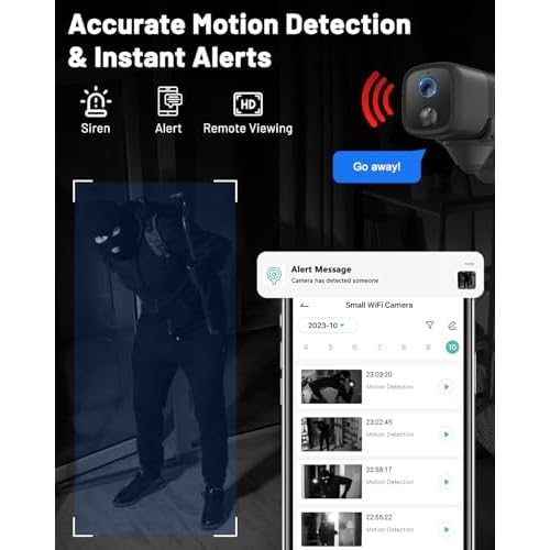 2K Spy Camera Wireless with 5200mAh Larger Battery, Mini Spy Security Camera for Home Security, HD Portable Small Camera WiFi, 160¡Æ Wide View, Smart Motion Detection, 33ft Night Vision