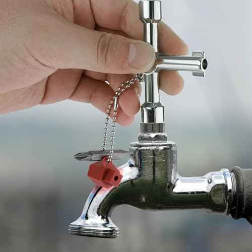 DURATECH 4 Way Sillcock Key with Bit, Multi-functional Water Key, Cross Key, 1-Pack, for Valve, Faucet, and Spigots
