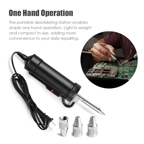 Solder Sucker Desoldering Pump, Automatic Electric Desoldering Gun Station Sucking Vacuum Pump AC110V 30W Iron Tin Solder Removal Repair Tool with 3pc Soldering Suction Tips