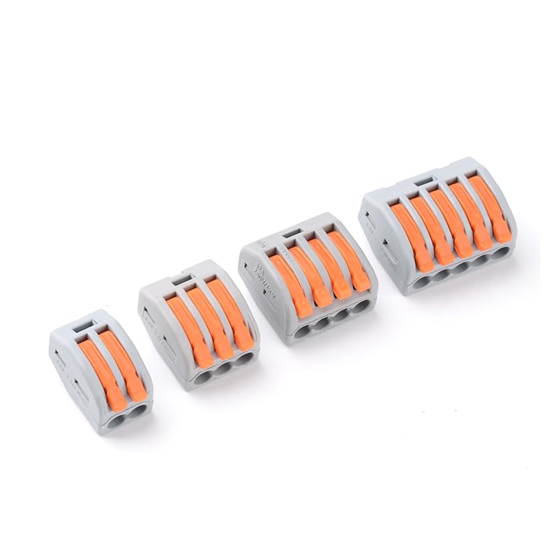 43Pcs Compact Lever Wire Connectors Kit, 2/3/4/5 Conductor Splice Terminal Connectors, Quick Electrical Connectors for Household Wiring 28-11 AWG