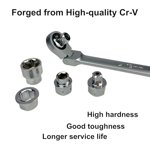 TR TOOLROCK 27PCS Extra Long Flex Head Ratcheting Wrench Set, Metric Double Box End Ratchet Wrench Set with Replacement Heads, 72-Tooth, E-type 8-22mm, 1/4", 3/8", 1/2" Socket Adapters