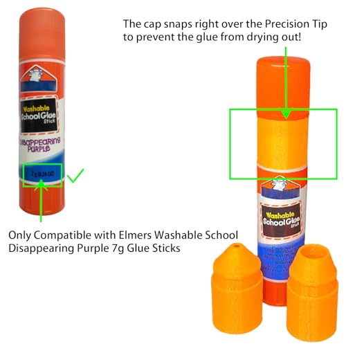 Precision Tip Compatible with Elmer's Washable School Glue Sticks Disappearing Purple | Fine Tip Glue Applicator for Crafts, Sewing, and Paper Projects
