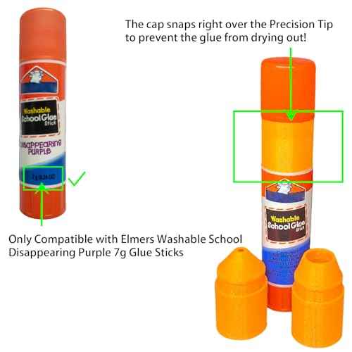 Precision Tip Compatible with Elmer's Washable School Glue Sticks Disappearing Purple | Fine Tip Glue Applicator for Crafts, Sewing, and Paper Projects