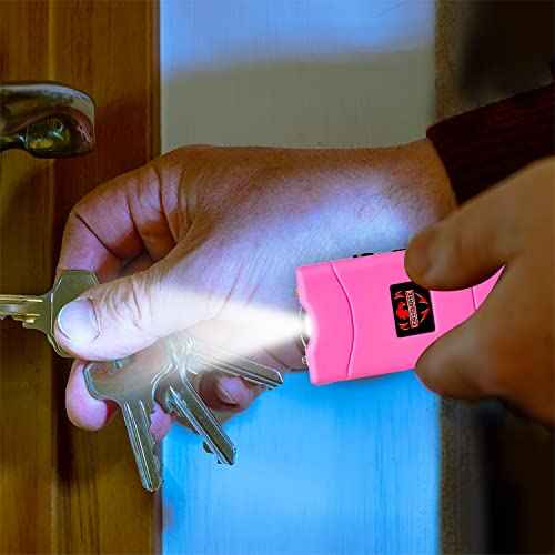 FIGHTSENSE Super Heavy Duty 35 Billion Mini Stun Gun for Self Defense with Bright Led Flashlight, Rechargeable Battery, Nylon Holsters with Belt Loop for Easy Cary