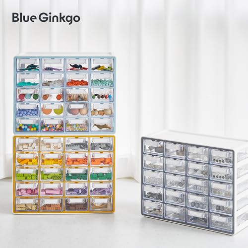 Blue Ginkgo 20-Drawer Storage Cabinet Organizer Grey - Korean Made, Stackable, Adjustable Dividers