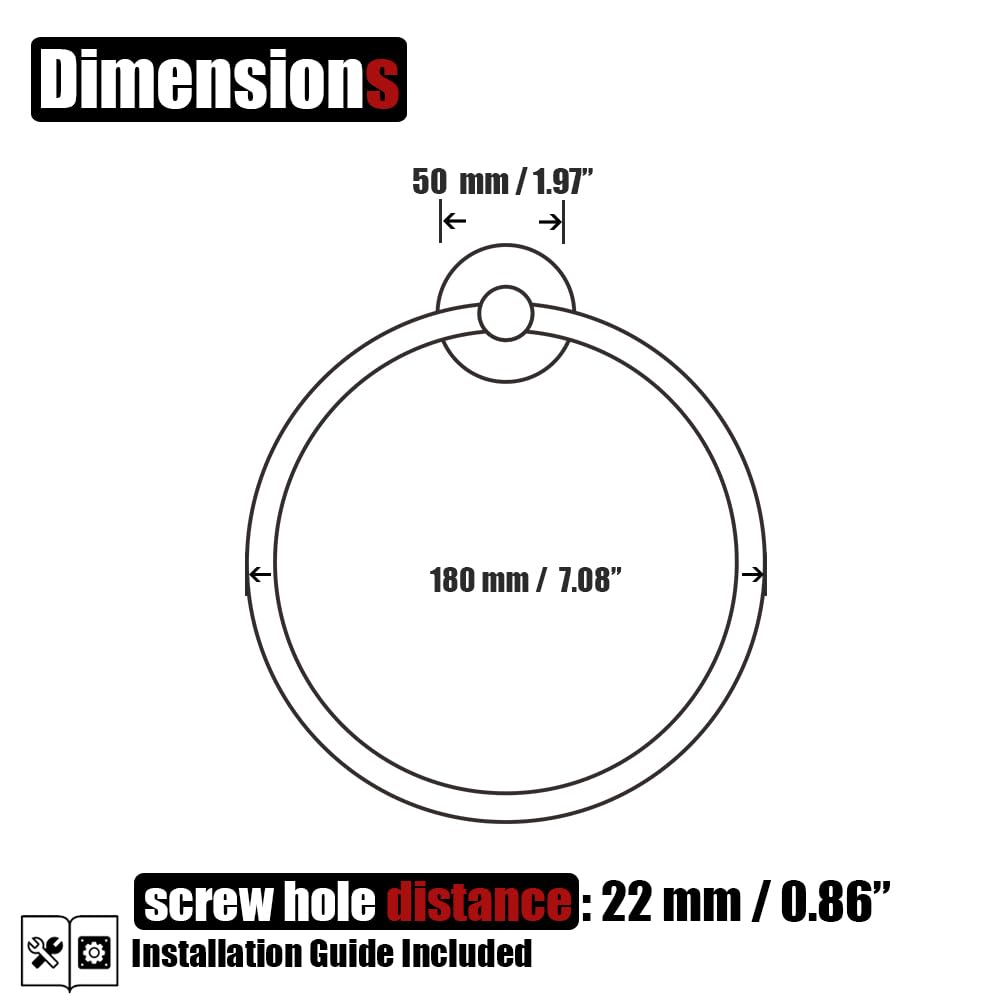 JQK Towel Ring Champagne Bronze, 304 Stainless Steel Hand Towel Holder for Bathroom Wall Mount, TR130-CB