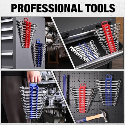 WORKPRO Stubby Wrench Organizer 2-Pack Magnetic Wrench Holder Set, Fits SAE & Metric