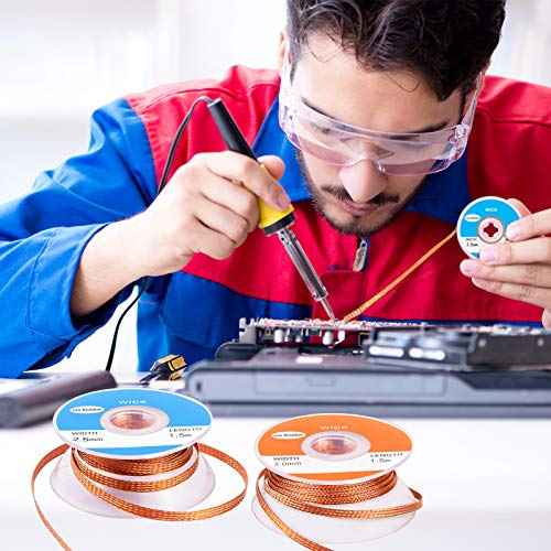 Solder Wicks, 3 Pack No-Clean Solder Braided Wicks Desoldering Wicks For Solder Removal Tool, 0.12/0.1/0.08 Inch Width 1.5 Meter Length