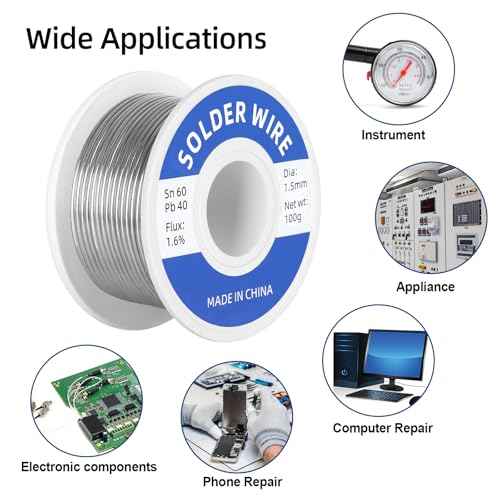60-40 Tin Lead Rosin Core Solder Wire for Electrical Soldering, Electronics Repair, DIY Projects, With Soldering Tip Cleaner (1.5mm-50g)