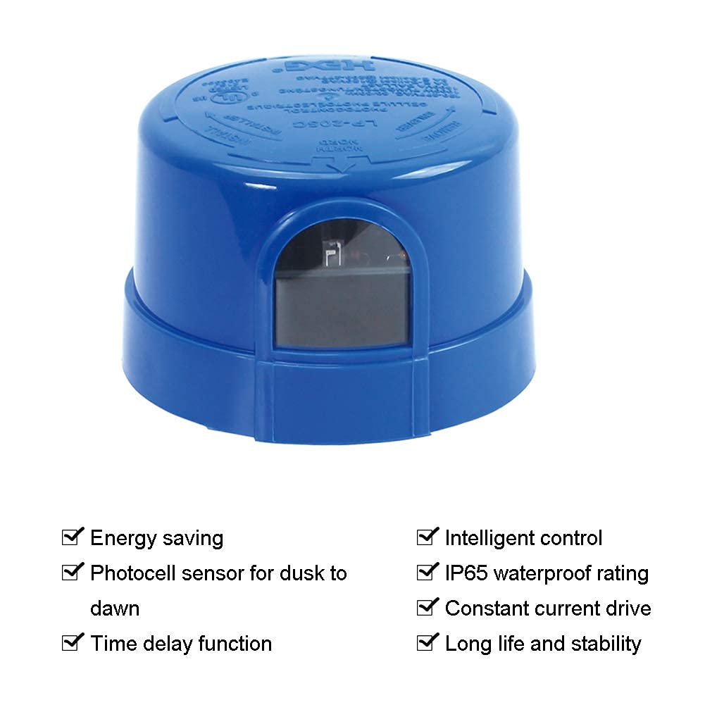 GBAYSA 1 Pack Photocell for Outdoor Light, Auto On/Off Photo Sensor Switch, Dusk to Dawn LED Street/Barn Light Control