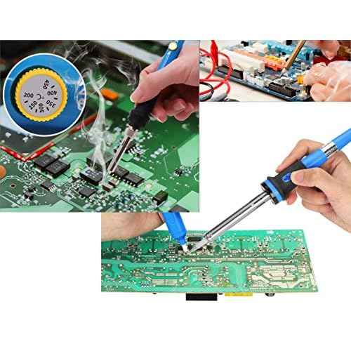 LBY Electric Soldering Iron Kit, (60W,110V) Adjustable Temperature Welding Tool, with 5pcs Soldering Tips, Soldering Iron Kit, Stainless Steel, Copper, (Blue)