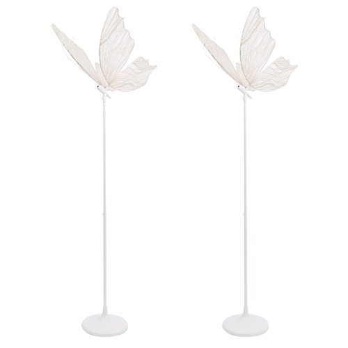 MARTEXBUY Butterfly Decorations, 2PCS LED Butterfly Floor Lamps Lights, 57.5-70.1" Adjustable Height Creative Hanging Decoration Props for Wedding Party Photography Event