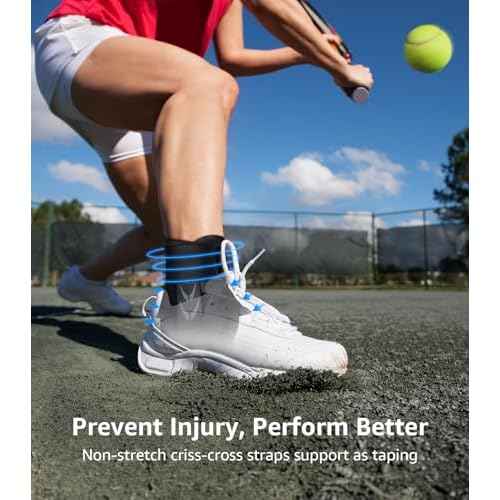 Slim-Fit Ankle Brace for Sprained Ankle, Velcro Lace Up Ankle Support for Women Men With 2 Auto-Shaped Pads, Air Fabric Cool Ankle Stabilizer for Injury Recover, Running,Sports, M(12¡±-13¡±)