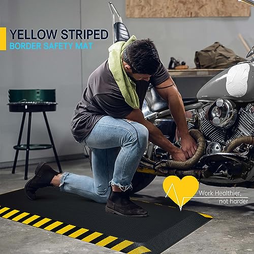 FEATOL 0.9 Inch Yellow Border Anti-Fatigue Standing Mat 39"L x 20"W