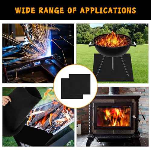 kaidun 8 mm 12'' x 12'' Sewing Edge Welding Blanket Fireproof 2 Pack, Flame Retardant Fabric Carbon Felt Pad Cloth for Brazing Plumbing, Heat Resistant Soldering Mat Fire Blankets for Welders Plumbers