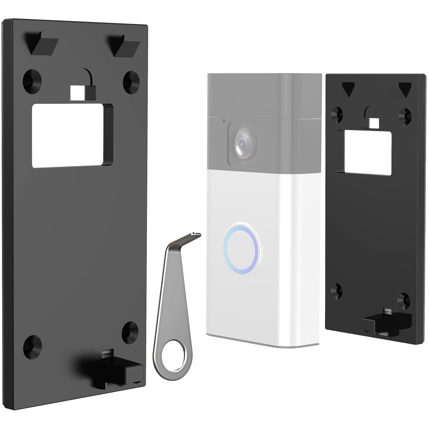 No-Drill Ring Doorbell Mount for All-new Battery Doorbell (2024 Release), Strong Adhesive Doorbell Mounting Plate, 2024 Video Doorbell Holder Bracket Accessories for Apartment Rentals Office