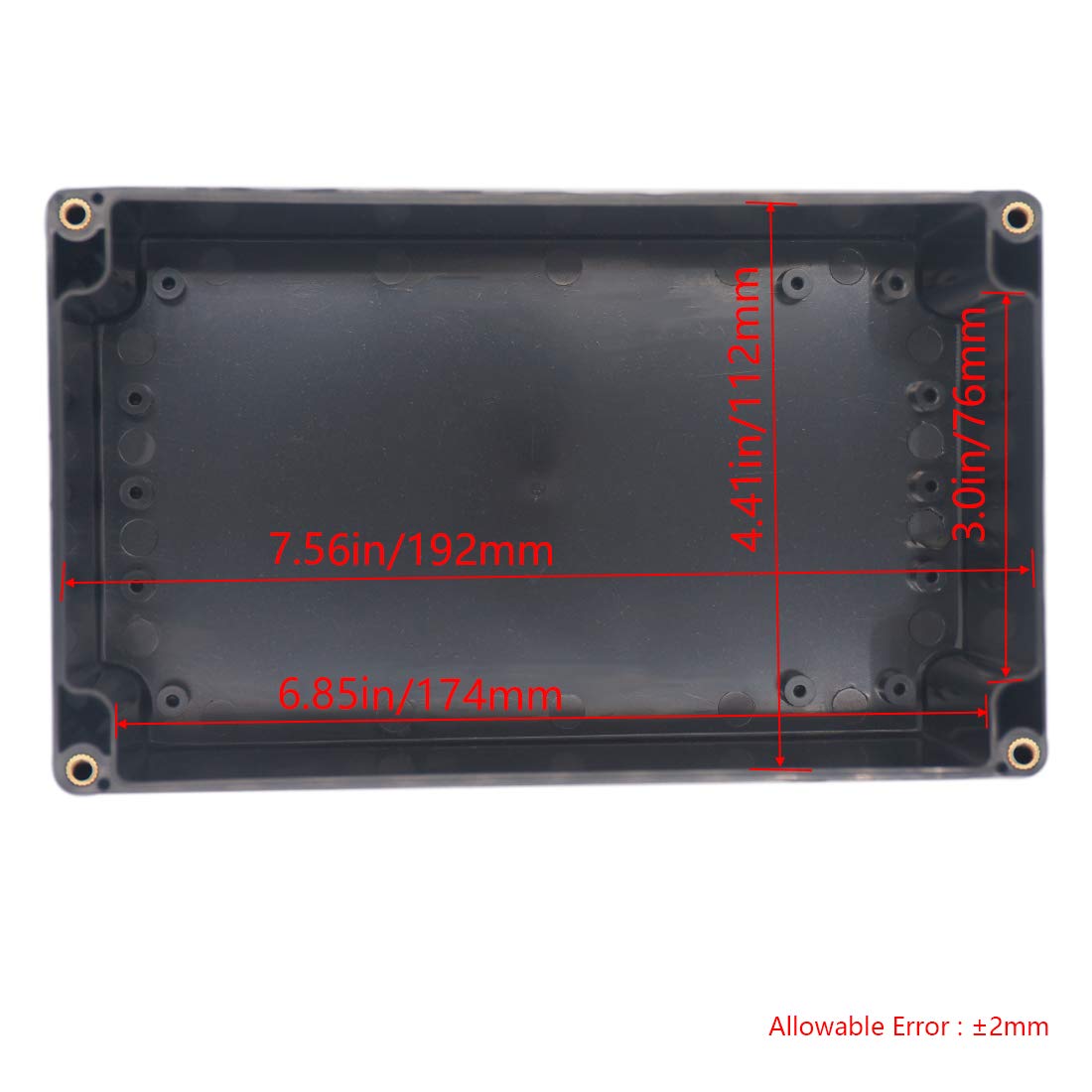 Otdorpatio Project Box ABS Plastic Black Electrical Boxes IP65 Waterproof DIY Electronic Junction Box Power Enclosure 7.87 x4.72 x2.95 inch (200x120x75 mm)