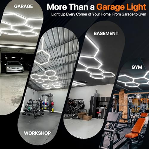 White Hexagon Garage LED Light 168W 5 Grids 18480LM - Ipackorin