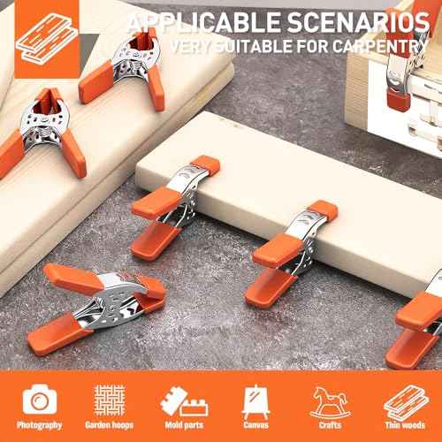 HORUSDY 8-Piece 4" inch Spring Clamp, Heavy Duty Spring Metal Spring Clamps, 1.5"-inch Jaw opening