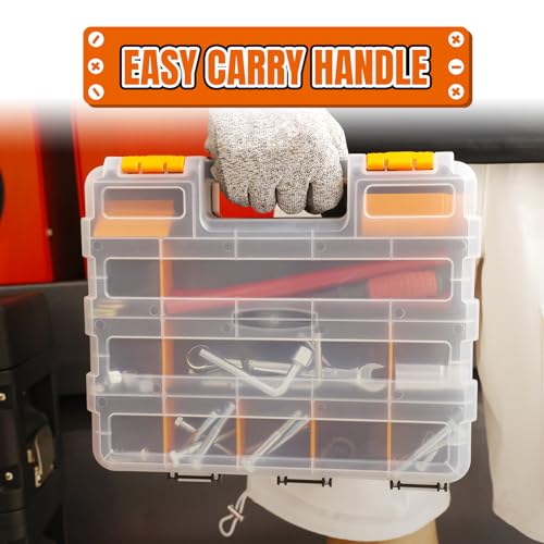 Orange 2-Pack Jack Boss Tool Box with Transparent Lid, 34-Compartment Organizer for Hardware & Crafts