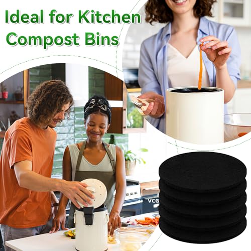 12 Pack 6.7 Inch Charcoal Filter for Kitchen Compost Bin Countertop Bucket
