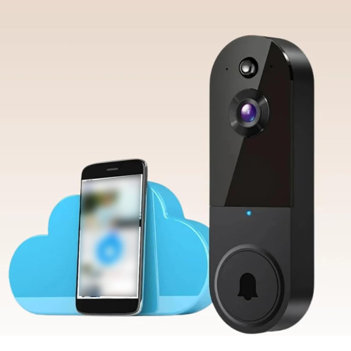 Safedoorbell, Safe Doorbell Camera Wireless, Safe Door Bell with Camera, Safe Doorbell with No Monthly Fee, Smarter Way to Protect Your Home, Wireless Wi-Fi Video Doorbell (T50 Beige)
