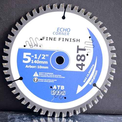 5-1/2-Inch (10mm Arbor) Circular Saw Blade 48-Tooth, Carbide TCT Fine Cut Fine Finish Crosscut Framing Ripping Wood Plywood MDF Plastic Veneer Lumber Laminate