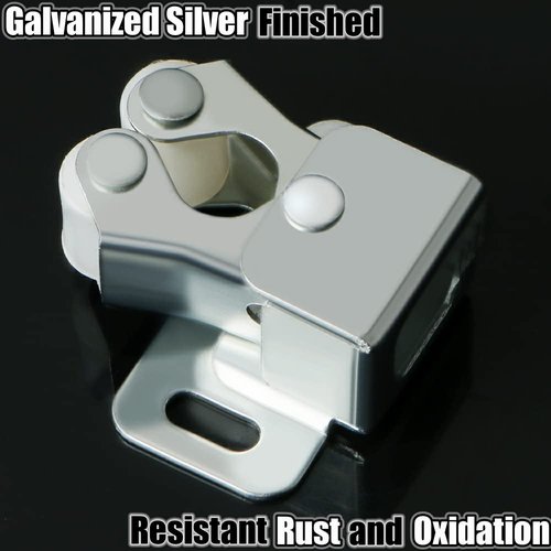 Alise Cabinet Door Latch,Cupboard Closet Doors Catch Closer Double Ball Roller Latches,Cold Rolled Steel Silver CA1000LS-12P(Pack of 12)