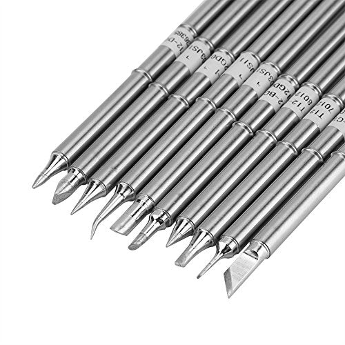 Hakko Fx-951 Tips T12 Soldering Station T12 Series Soldering Iron Tips Solder Welding Tool Replacement Tips for FX-951 Rework Station(10PCS)