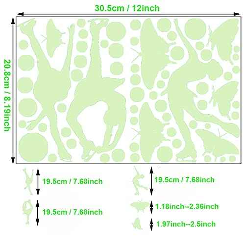Ice Skating Girls Glow in The Dark Stickers, Waterproof Girls Stickers for Kids Bedroom, Kids Wall Stickers Decorations for Bedroom. (Figure Skating)