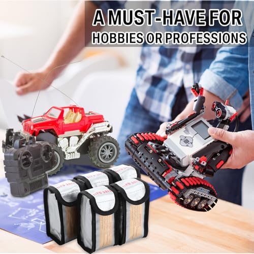 Aliceset 8 Pcs Lipo Battery Bag Lithium Battery Storage, Fireproof and Explosion Proof Bags Guard Safe Pouches 125 mm for Charging Home Travel Office Supplies