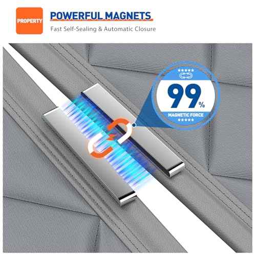 MAGZO Magnetic Thermal Insulated Door Curtain Fits Door Size 42" x 80", Oxford Cloth Strong Magnets Winter Entrance Insulation, Thicken Cotton Weatherproof Doorway Cover, Gray