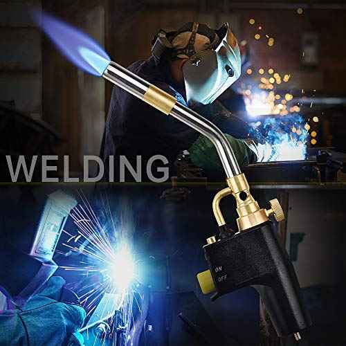 SEAAN Propane Torch Head with 3 Nozzles, Trigger Start Mapp/Map Propane Gas Torch W/Push Button Igniter, Welding Torch Head for MAPP, MAP/PRO Fuel Cylinder