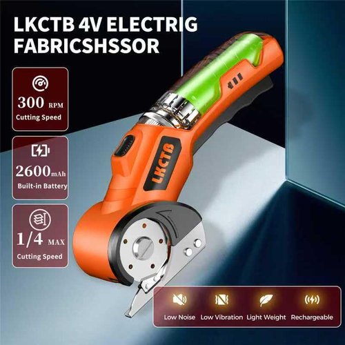LKCTB Cardboard Cutter, Electric Scissors, 2600mAh Battery, High Efficiency Brushless Motor, with LED Light, Tungsten Steel Blade, Suitable for Cloth, Cardboard, Leather, Carpet. Orange