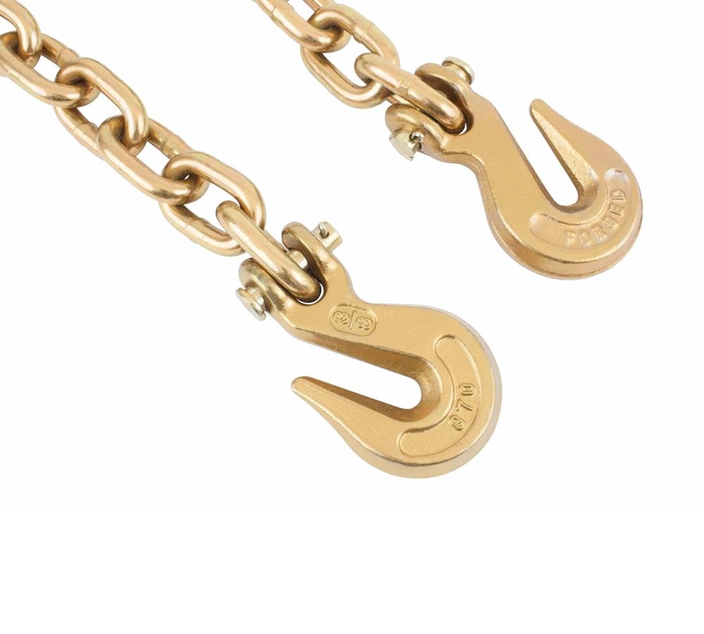 Mytee Products 3/8" Grade 70 Chain and Binder Kit | Includes (8) 3/8" - 1/2" Ratchet Load Binder & (8) 3/8" x 20' G70 Transport Chain w/Grab Hooks | 6600 lbs WLL for Flatbed Truck Trailer Tie Down