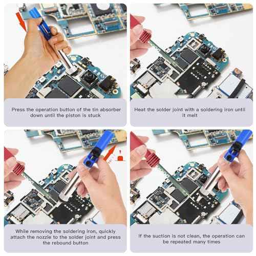 2Pcs Desoldering Pump, Solder Sucker No Clog Desoldering Pump with Replaceable High Temperature Resistant Silicone Nozzle Soldering Sucker Tool for Solder Removing