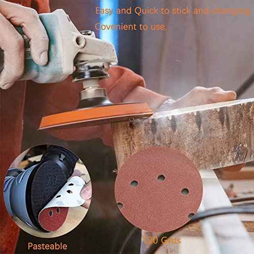Utoolmart 10Pcs 7 Inch 8 Hole Hook & Loop Discs, 120 Grit Sanding Discs Flocking Sandpaper for Random Orbit Sander