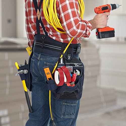 Zhehao Electrical Tape Holder for Belt Thong with Snap Hooks Polyester Electrical Chain Electrical Tape Strap Measure Holder Chain for Pouch Bag Tool Box Construction, Black