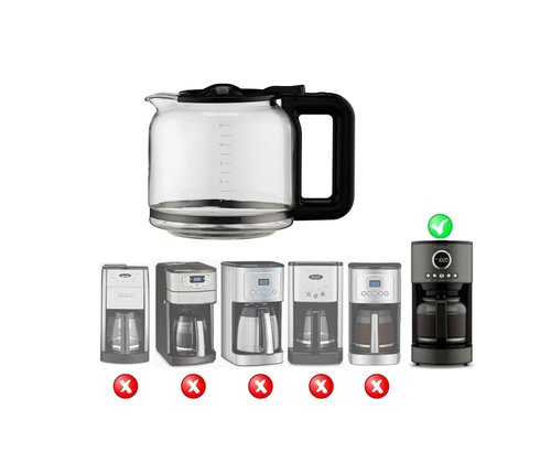 Carafe Replacement for the Cuisinart 12-Cup Glass Coffee Carafe Model DCC-1220BKSWM ONLY - Black Handle/Lid