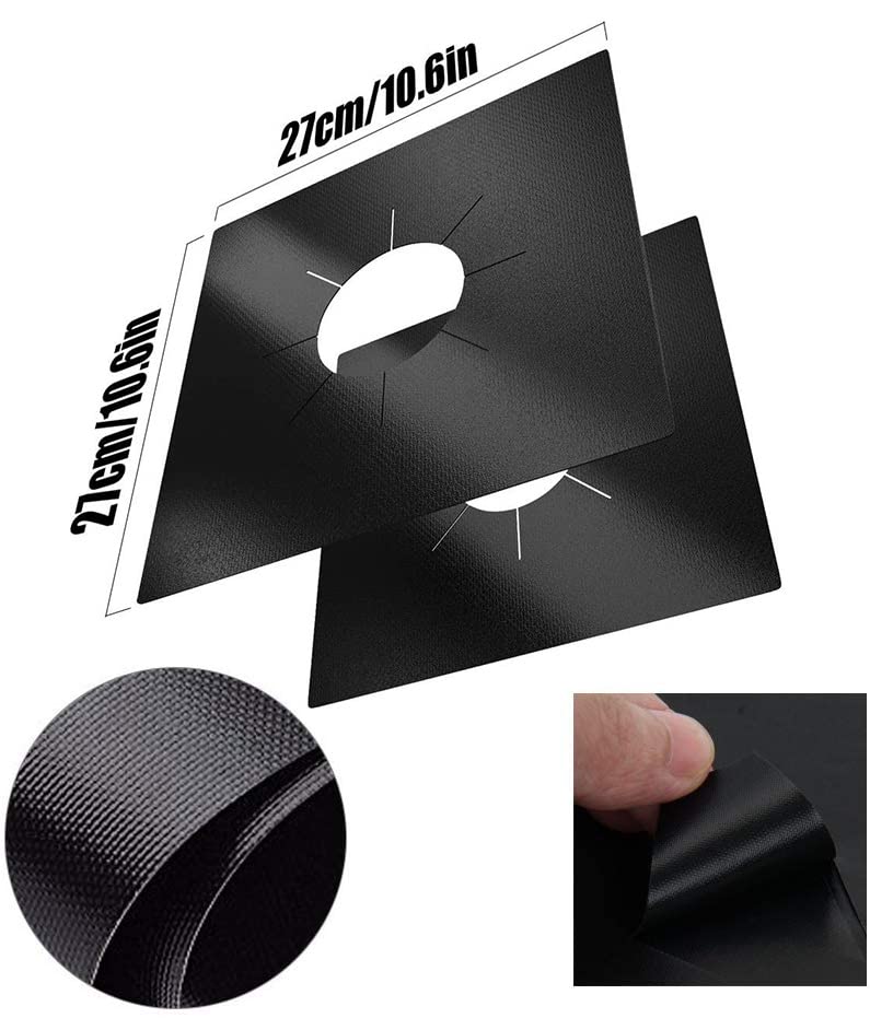 10 Pack Stove Burner Covers Double Thickness Reusable Non-Stick Heat-Resistant Gas Range Protectors for Kitchen and Easy to Clean(Black)FLSEPAMB
