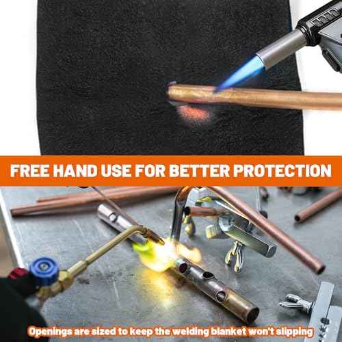 Carbon Felt Welding Pad & Blanket Fireproof, 12" x 12", Opening Shape Heat Resistant Mat, 5MM Fire Protection Shield, Heat Insulation, Flame-Retardant HVAC Torch Flame Protector