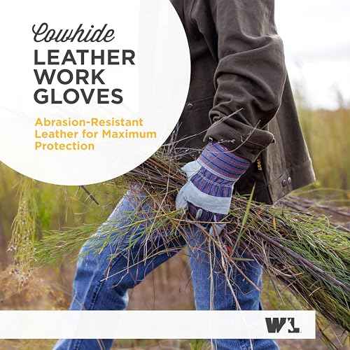 Wells Lamont 2 Pair Pack Men's Leather Work Gloves with Heavy Duty Reinforced Palms, Large (4006N-WNW), Grey