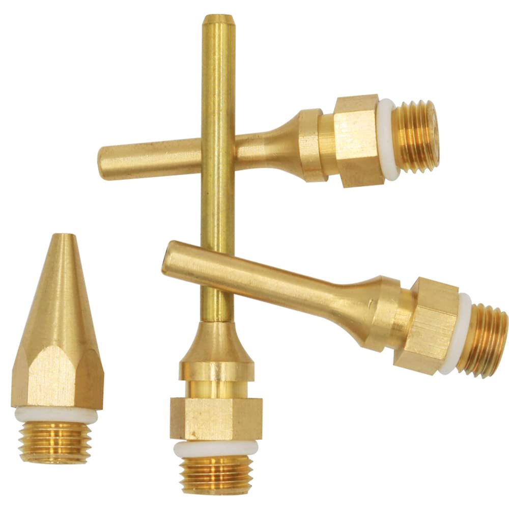 Mesee 4pcs Hot Melt Glue Gun Nozzle Set for 11mm Thread Power Tools, Long Short Small-bore Large Diameter Pure Copper Nozzle Tips 2.0x70mm 2.0x50mm 2.0x34mm 3.0x50mm