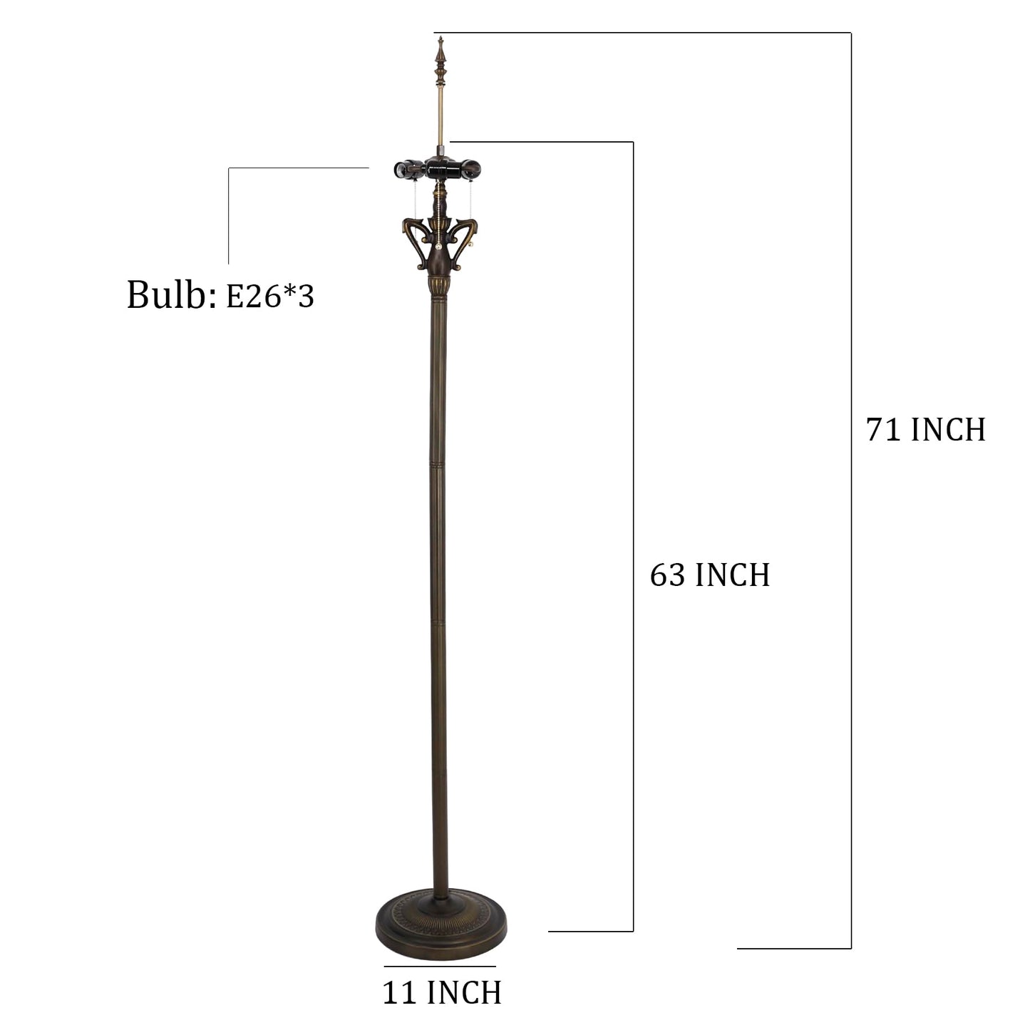 TCODTPOL Tiffany Floor Lamp Base Only, for 16-24 Inch Stained Glass Lampshade Height 71 Inch Bronze Finished Resin Base Antique Standing Lighting Base Replacement Only Wide 11 Inch(B (W11H71 Inch))