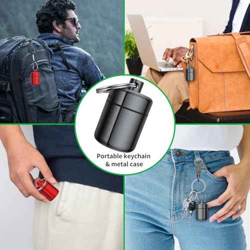 Ear Plug Carrying Case Keychain(2 Pack), Small Waterproof Metal Earplug Case Ear Plug Holder Container Great for Earplugs, Pills Case Pill Box and Jewelry Holder (Grey Red)