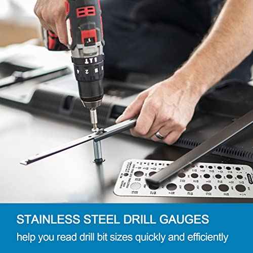 64ths Drills Stainless Steel Drill Bit Size Gauge - 1/16'' to 1/2'' Hole Gauge, 24 Fractional Sizes