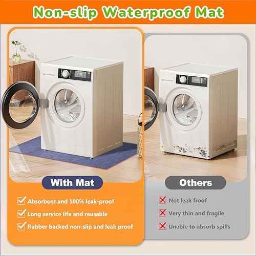 Under Washing Machine Mat and Dog Crate Mat 63 x 36 Inches£¬Waterproof with Rubber Backing for Dog Crate Washer Dryer Floor Protector Freezer Home Appliance, Noise Reducing, Non-Slip,can be Cut (Gray)