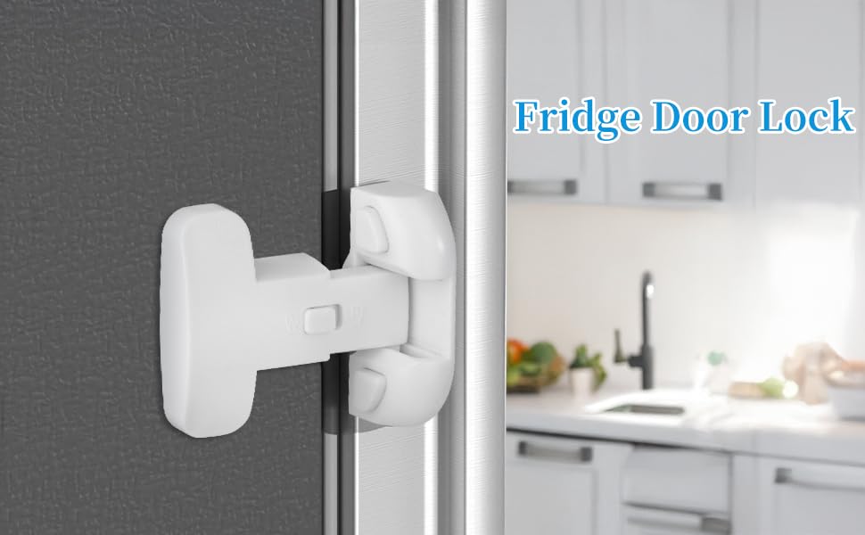 2PCS Heavy Duty Protection Fridge Lock for Refrigerator Cabinets,Drawers,Child Safety Cabinet Locks,Easy Install Without Keys,White.