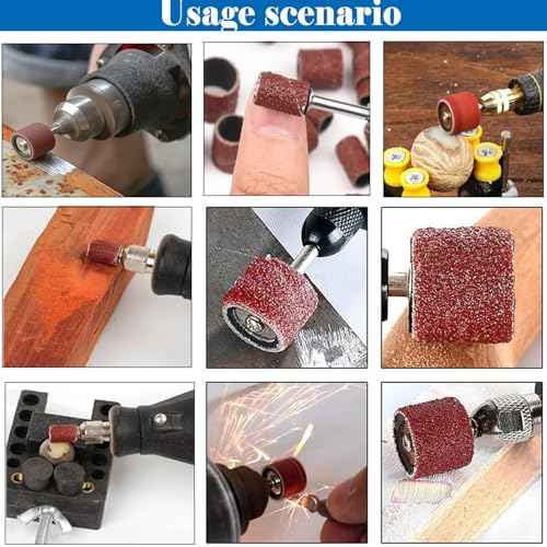 Sanding Drum Set for for Dremel Rotary Tools-Includes 138 Aluminum Oxide Sanding Sleeves for Drum Sanders (80,120,240 Grit) and 12 Drum Mandrels-Sanding Bits Tool Accessories with Box