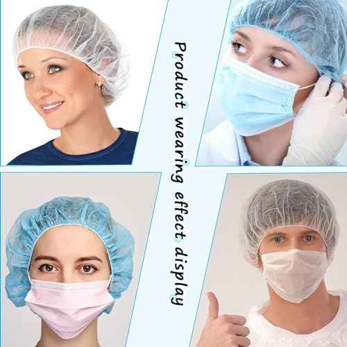 Disposable Bouffant Caps 100pcs,24inches Hair Net, Elastic Dust Cap for Food Service,Salon,Spa,Kitchen Head Cover (Black)